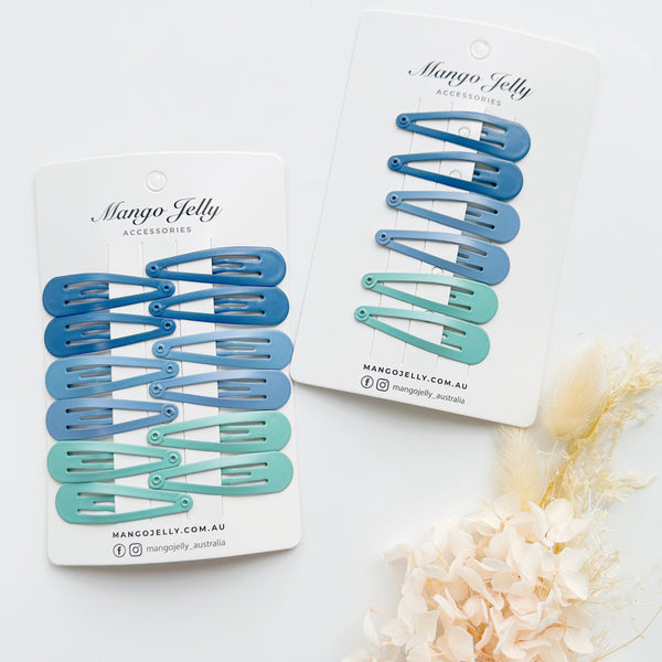 Essential Snap Hair clips - Blue - 6 Pieces