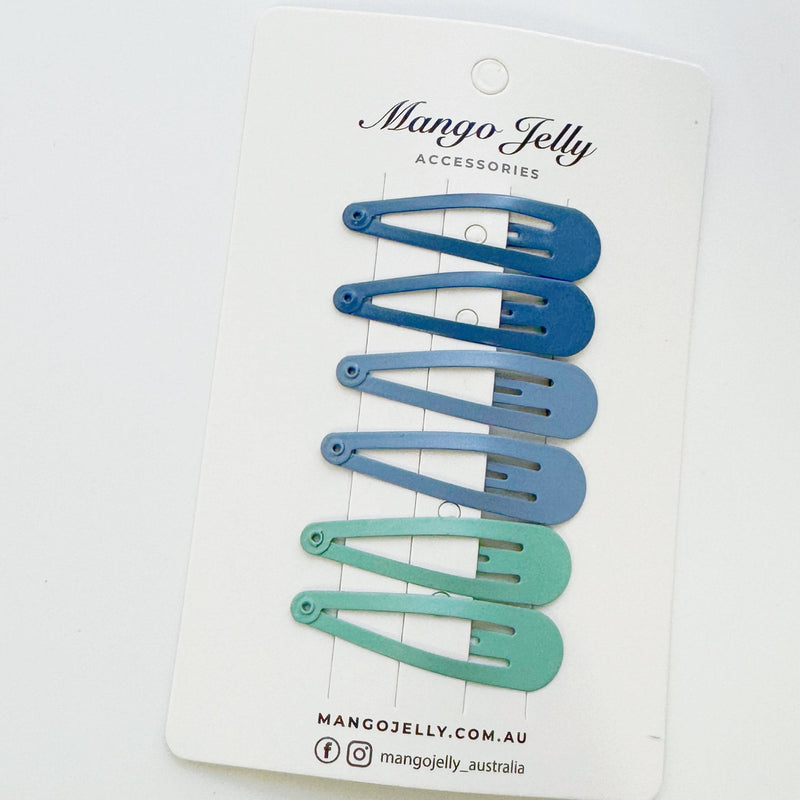 Essential Snap Hair clips - Blue - 6 Pieces