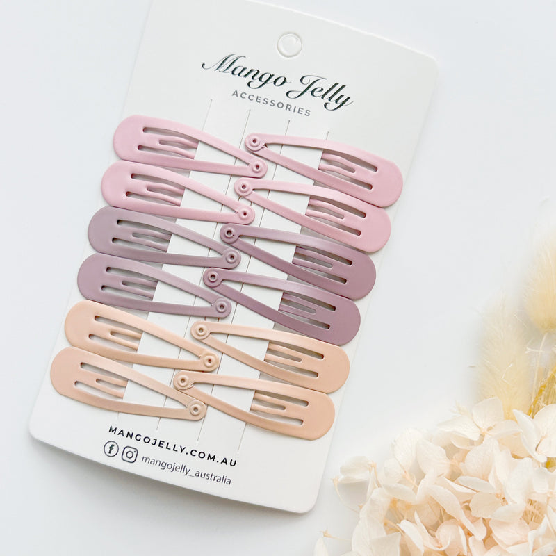 Essential Snap Hair clips - Dusty Pink - 12 Pieces