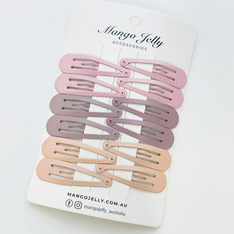 Essential Snap Hair clips - Dusty Pink - 12 Pieces