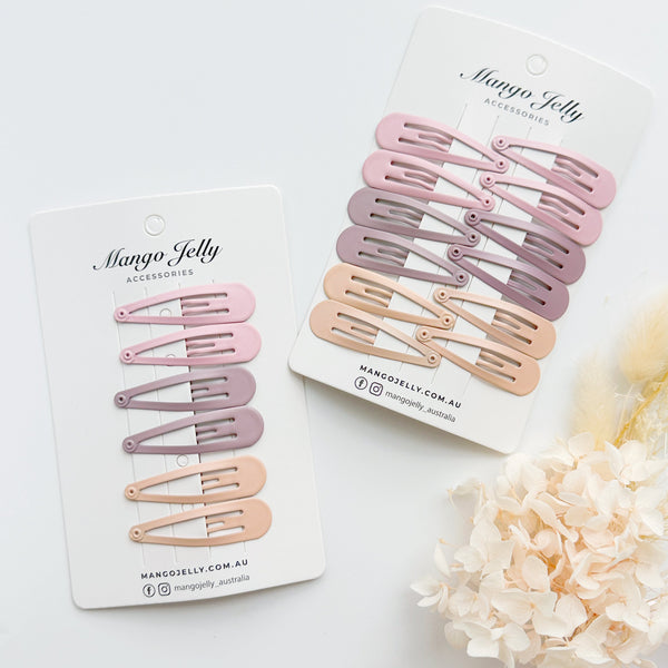 Essential Snap Hair clips - Dusty Pink - 6 Pieces