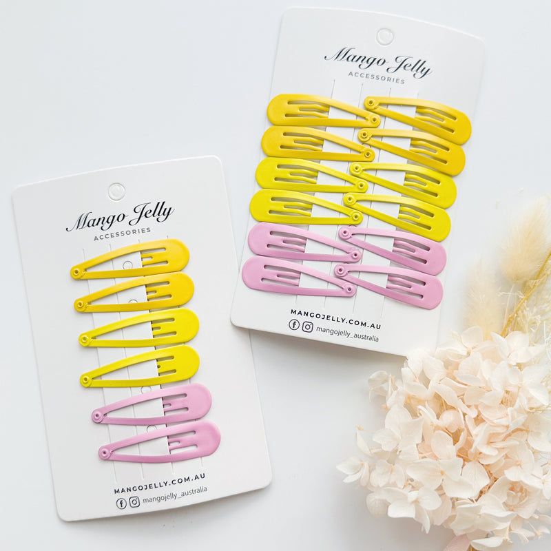 Essential Snap Hair clips - Lemon - 12 Pieces