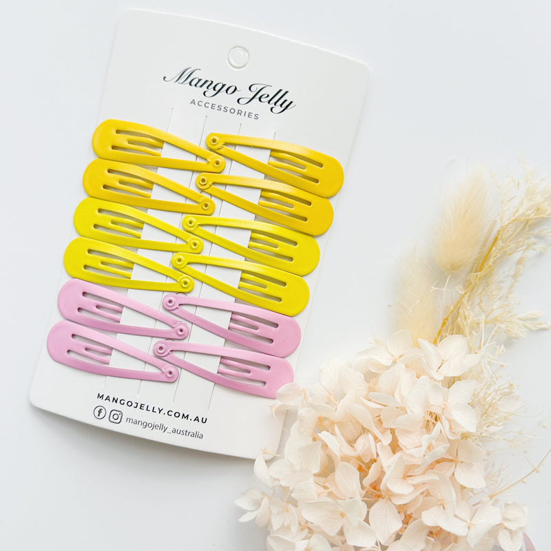 Essential Snap Hair clips - Lemon - 12 Pieces