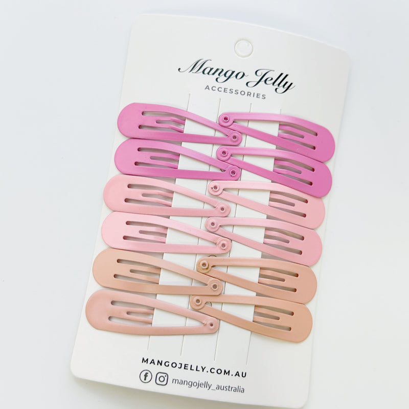 Essential Snap Hair clips - Pink - 6 Pieces