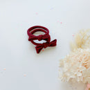 Handmade Simple Bow metal free hair ties -Mustard - 1 Pairs - Grey