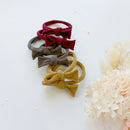 Handmade Simple Bow metal free hair ties -Mustard - 1 Pairs - Maroon
