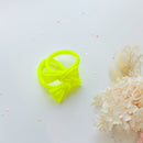 Handmade Simple Bow metal free hair ties - Neon - 1 Pairs - Neon Orange