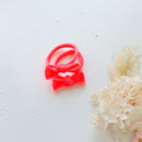 Handmade Simple Bow metal free hair ties - Neon - 1 Pairs - Neon Yellow