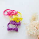 Handmade Simple Bow metal free hair ties - Candy - 1 Pairs - Pastel Pink