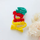 Handmade Simple Bow metal free hair ties -POP - 1 Pairs - Red