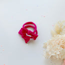 Handmade Simple Bow metal free hair ties -Pink - 1 Pairs - Rose Pink