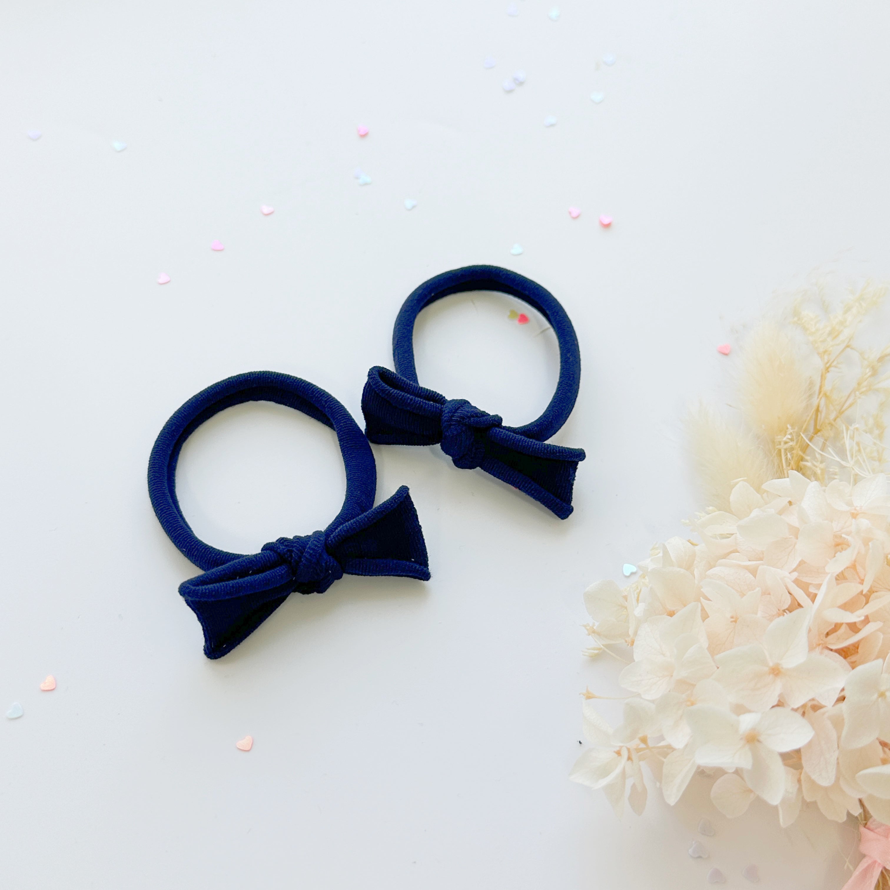 Handmade Simple Bow metal free hair ties - Violet - 1 Pairs - Violet