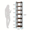 NNETMLT 78.7 Inch Extra Tall 7 Tier Skinny Bookcase, Rustic Brown