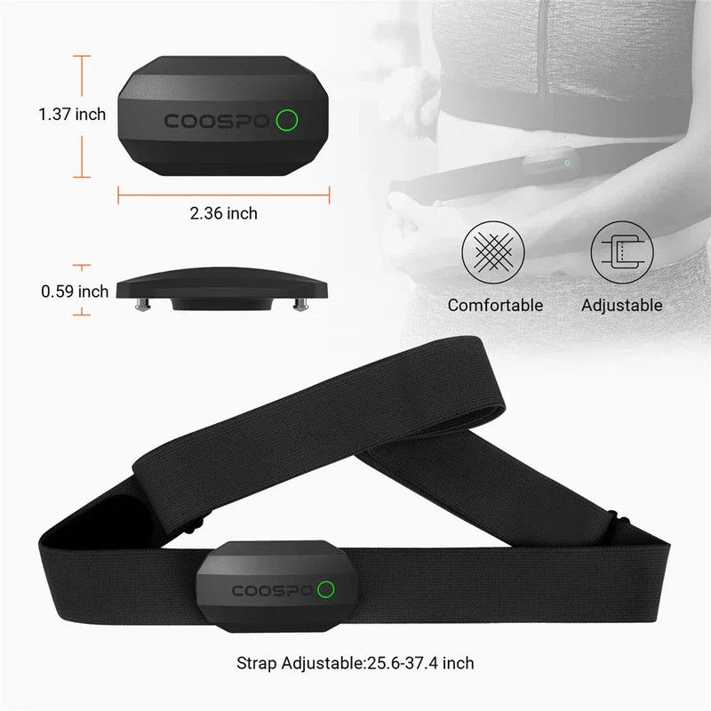 Dual Mode Heart Rate Sensor ANT+ And Bluetooth Chest Strap Black