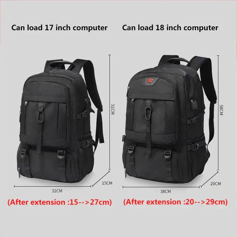80L Mens Travel Backpack Waterproof Black