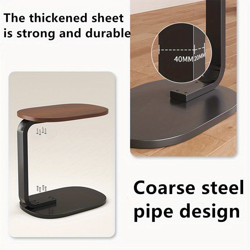 C-Shaped Side Table with Metal Frame