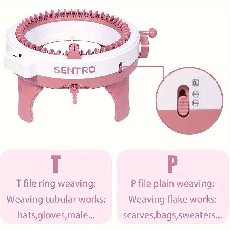 48-Needle Pink Knitting Machine Kit for DIY Crafts
