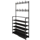 Stainless Steel Coat & Shoe Rack (8-Hook 5-Tier)