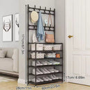 Stainless Steel Coat & Shoe Rack (8-Hook 5-Tier)