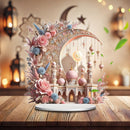 2D Ramadan Crescent Moon & Mosque Acrylic Decor