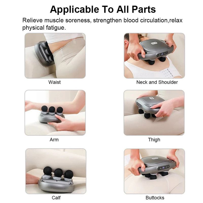 6-Head Fascia Massage Gun Tissue Muscle Black