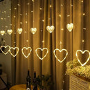 Waterproof Heart-Shaped LED Curtain String Lights