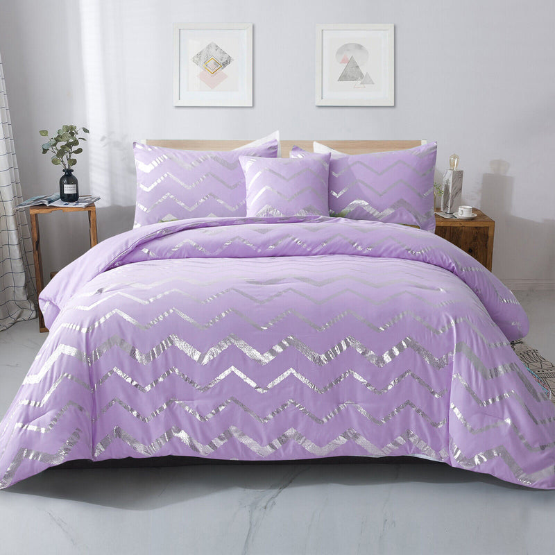 Soft Purple Comforter Set, King Size, Cozy 3-Piece Bedding with Pillowcases