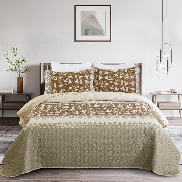 Sophisticated Quilted Bedspread and Pillowcases Set: Exquisite Design and Comfort - Queen size