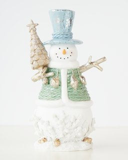 Snowman With Tree 23cm