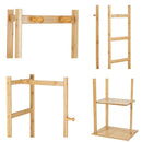 Bamboo Coat Stand Clothes Rack with Garment Shelf, Hanging Rail and Hooks