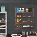 4 Tiers Rustic Wood Spice Rack Organizer Wall Mounted Kitchen Shelves Space Save