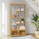 6 Tiers Freestanding Bamboo Storage Shelf High & Low Shelf Bookshelf Plant Stand