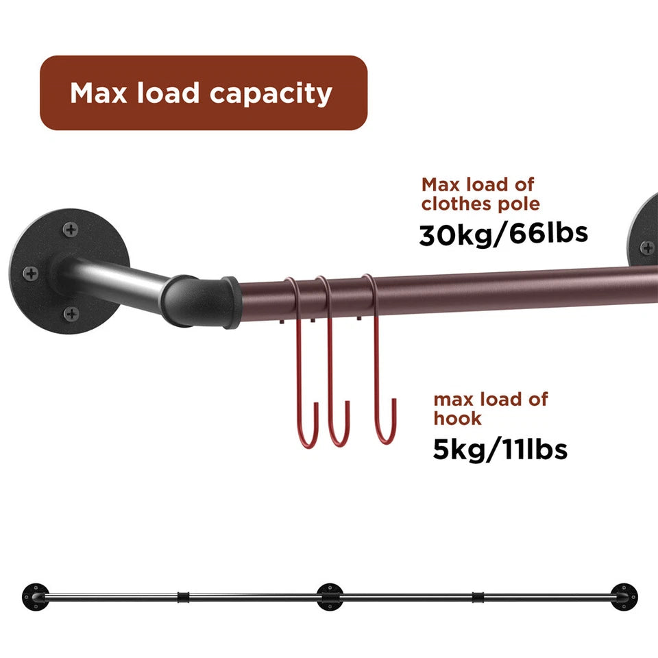 Adjustable Wall-Mounted Clothes Rack (90–180 cm)