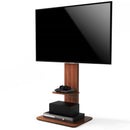 32"-65" Tv Floor Stand Adjustable Corner Tv Mount Bracket With Sturdy Wood Base