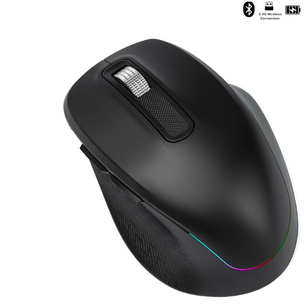 Ergonomic 2.4G Wireless & Bluetooth Dual Mode RGB Backlit Mouse with Type-C Charging - Silent Click for Laptop PC