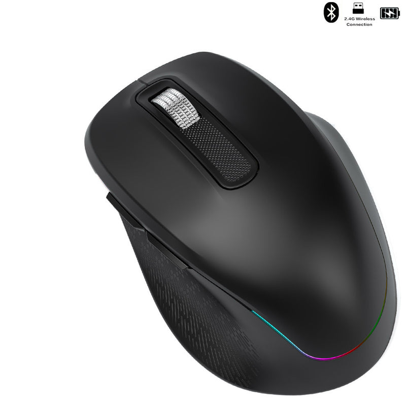 Ergonomic 2.4G Wireless & Bluetooth Dual Mode RGB Backlit Mouse with Type-C Charging - Silent Click for Laptop PC