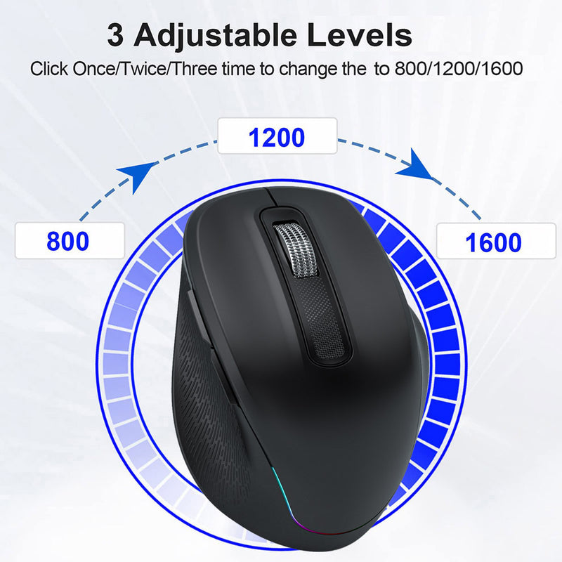 Ergonomic 2.4G Wireless & Bluetooth Dual Mode RGB Backlit Mouse with Type-C Charging - Silent Click for Laptop PC