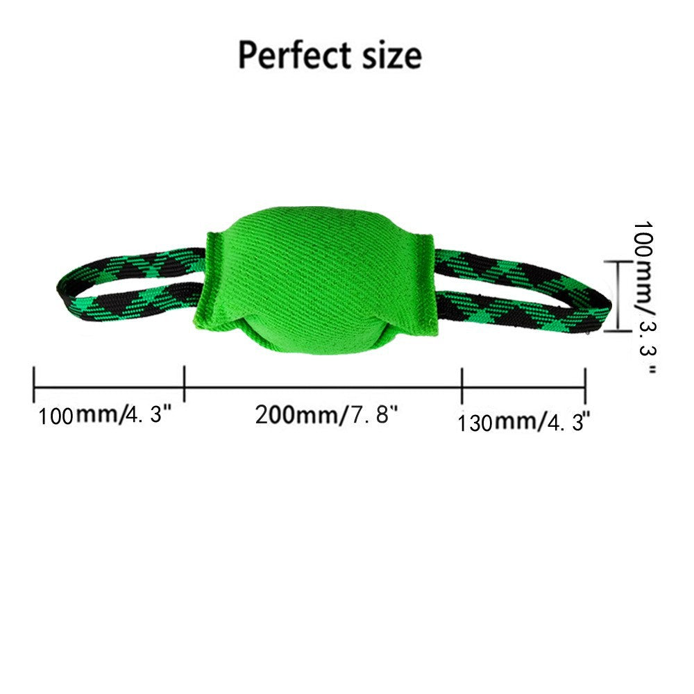 Green Durable Dog Tug Toy with 2 Handles - Interactive Bite Pillow for Training & Tug of War