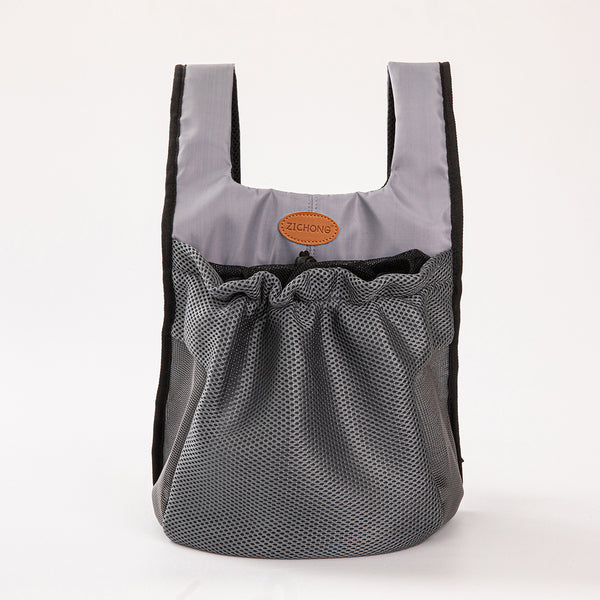 L Grey Hands-Free Pet Carrier Backpack for Small Dogs & Cats - Breathable Chest Pack for Outdoor Travel & Hiking