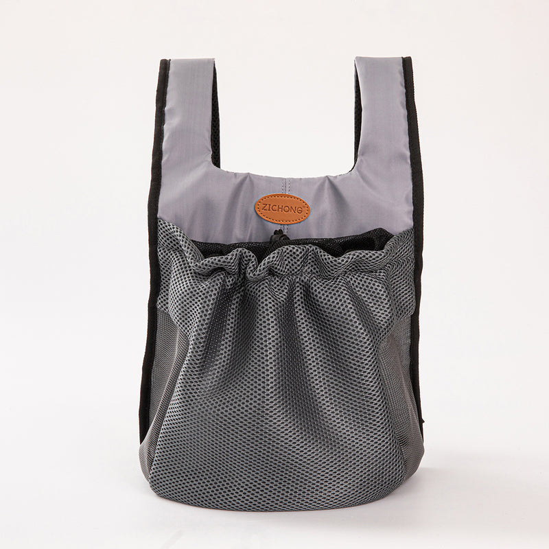L Grey Hands-Free Pet Carrier Backpack for Small Dogs & Cats - Breathable Chest Pack for Outdoor Travel & Hiking