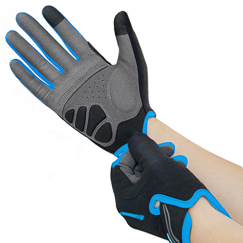 XL Blue Unisex Full-Finger Cycling Gloves - Padded Shock-Absorbing & Anti-Slip Grip for MTB & Road Biking