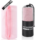 2-Piece Light Pink Quick-Dry Microfiber Sports Towel with Travel Case - Compact & Absorbent for Gym, Swimming & Camping