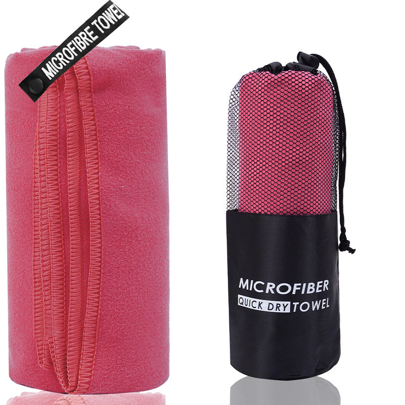 2-Piece Cherry Red Quick-Dry Microfiber Sports Towel with Travel Case - Compact & Absorbent for Gym, Swimming & Camping