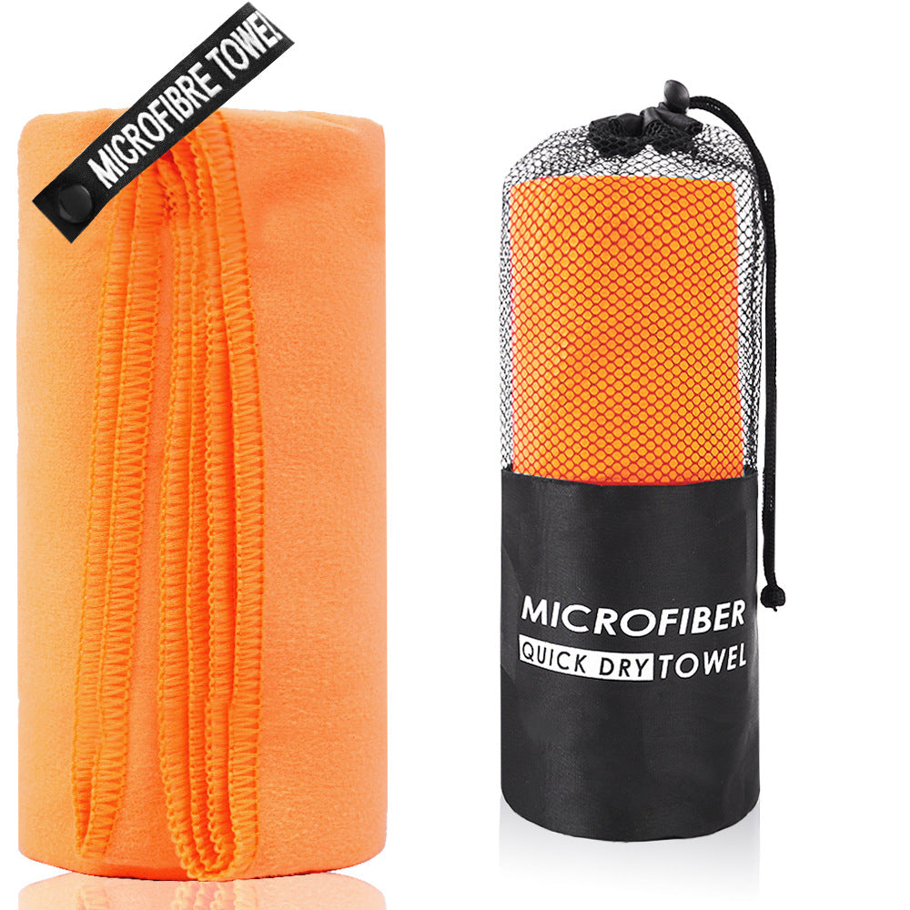 2-Piece Orange Quick-Dry Microfiber Sports Towel with Travel Case - Compact & Absorbent for Gym, Swimming & Camping