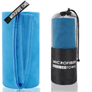 2-Piece Blue Quick-Dry Microfiber Sports Towel with Travel Case - Compact & Absorbent for Gym, Swimming & Camping