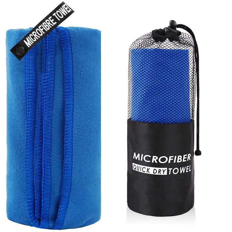 2-Piece Dark Blue Quick-Dry Microfiber Sports Towel with Travel Case - Compact & Absorbent for Gym, Swimming & Camping