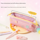 Pink Cute Cat Pencil Case for Girls - Large Capacity Sparkly Stationery Pouch with Fluffy Pom