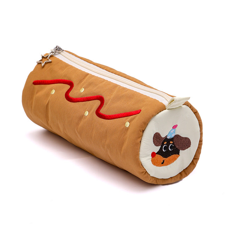 Light Coffee Brithday Dod Vibrant Color Block Pencil Case - Large Capacity Stationery Organizer for School & Office