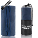 2-Piece Navy Blue Quick-Dry Microfiber Sports Towel with Travel Case - Compact & Absorbent for Gym, Swimming & Camping