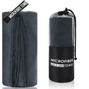 2-Piece Dark Grey Quick-Dry Microfiber Sports Towel with Travel Case - Compact & Absorbent for Gym, Swimming & Camping